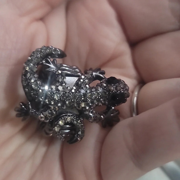 Rhinestone gecko lizard salamander stretch ring 7 8 9 - Picture 2 of 5